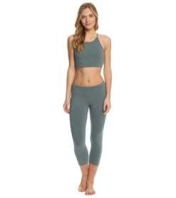 Hard Tail Flat Waisted Cotton Yoga Capris Juniper -Everyday Yoga 1740095848483 juniper 4a