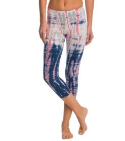 Hard Tail Flat Waisted Cotton Yoga Capris Aqua/Berry Lizard -Everyday Yoga 1740096143395 aquaberrylizard