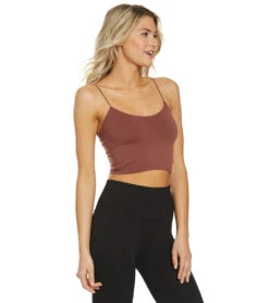Free People Seamless Skinny Strap Crop Top Chocolate