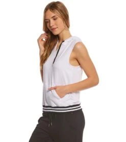 Beyond Yoga Varsity Sleeveless Hoodie White