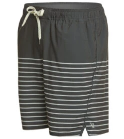 Vuori Men's Trail Yoga Shorts Charcoal Natural Stripe