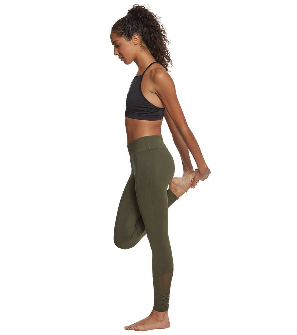 Balance Collection Alison High Waisted Strappy Mesh Yoga Leggings Forest Night 5 Balance Collection Alison High Waisted Strappy Mesh Yoga Leggings Forest Night - Image 3