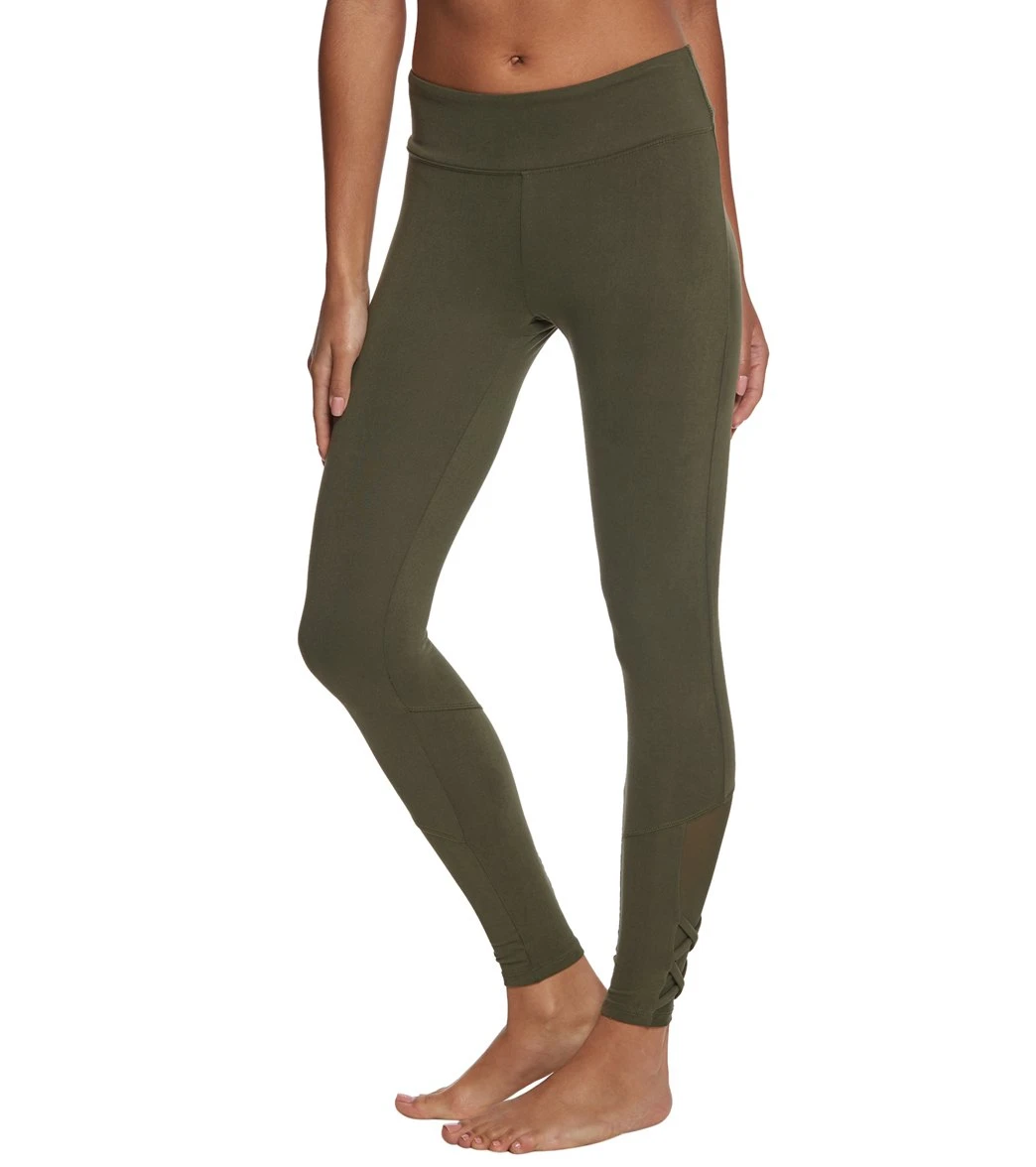 Balance Collection Alison High Waisted Strappy Mesh Yoga Leggings Forest Night 6 Balance Collection Alison High Waisted Strappy Mesh Yoga Leggings Forest Night - Image 4