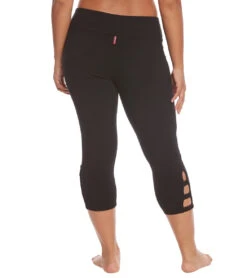 Hard Tail Plus Size Flat Waist Cage Cotton Yoga Capris Black -Everyday Yoga 1740226756643 black 3a