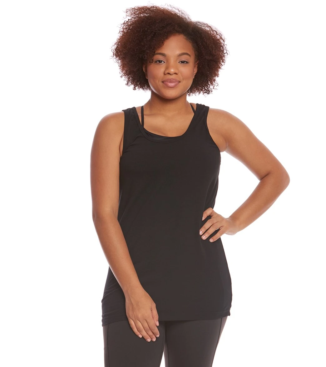 Hard Tail Plus Size Long Skinny Yoga Tank Top Black 6 Hard Tail Plus Size Long Skinny Yoga Tank Top Black - Image 4