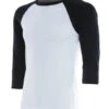 Bella + Canvas Men's 3/4 Sleeve Baseball Tee White/Black -Everyday Yoga 1740233801763 whiteblack 2a