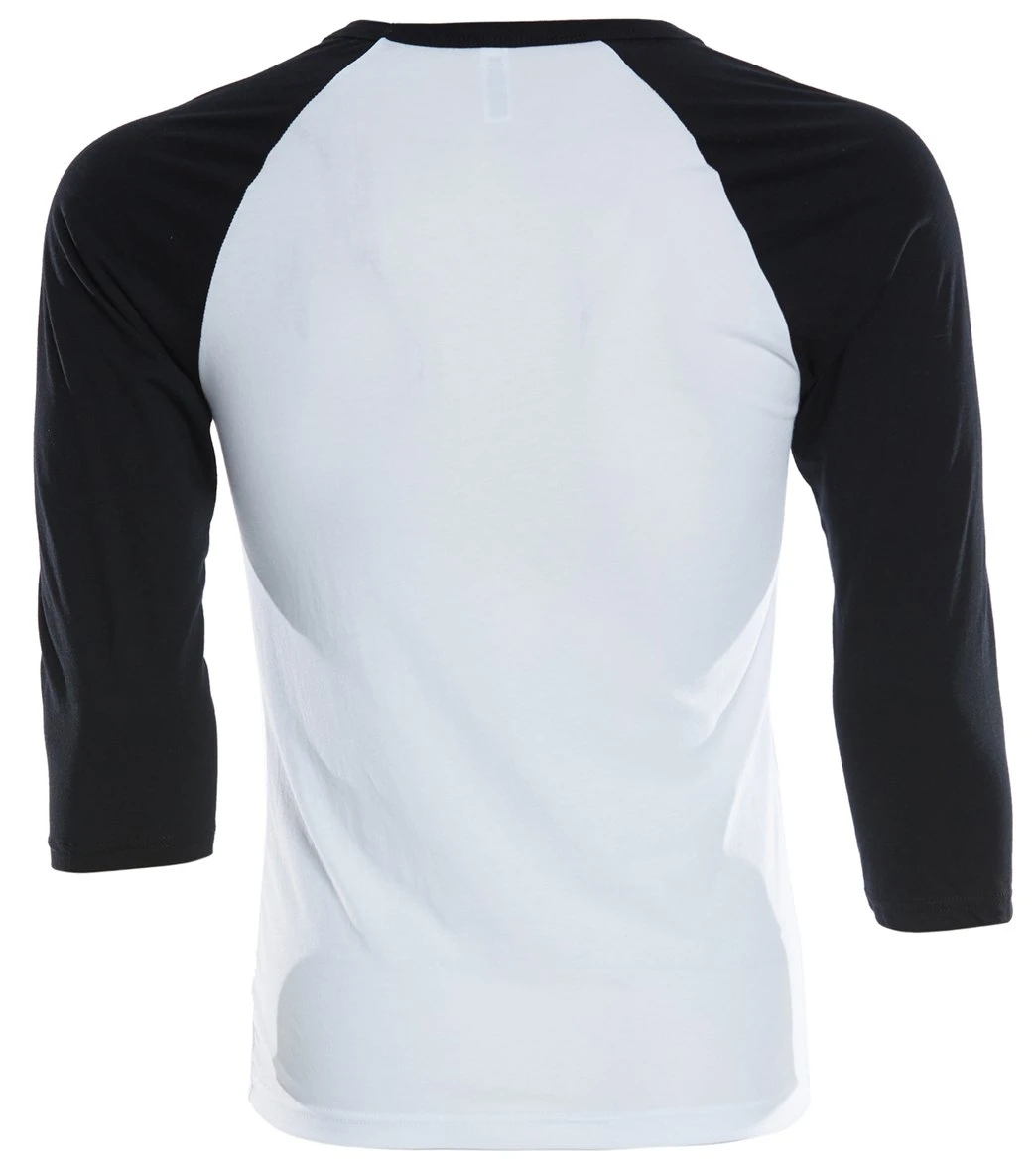 Bella + Canvas Men's 3/4 Sleeve Baseball Tee White/Black 4 Bella + Canvas Men's 3/4 Sleeve Baseball Tee White/Black - Image 2