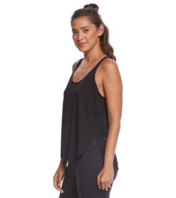 Bella + Canvas Flowy Side Slit Workout Tank Top Black