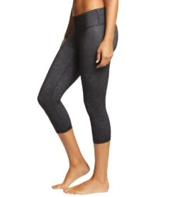 PrAna Pillar Printed Yoga Capris Black Rosewood