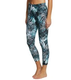 Balance Collection Printed High Waisted Yoga Capris Aruba Blue Palm Tropics