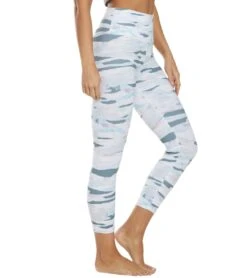 Balance Collection Printed High Waisted Yoga Capris Smoke Blue Hoizon Collage
