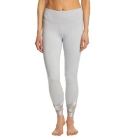 Betsey Johnson Performance Banded Cutout Ankle Yoga Leggings Light Heather Grey