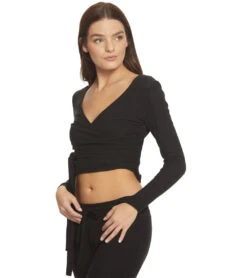 Beyond Yoga All Around Wrapped Cropped Top Black