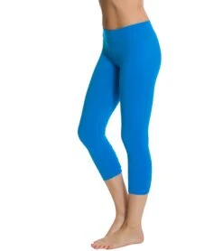 Beyond Yoga Back Gathered Yoga Capris Deep Sea Blue