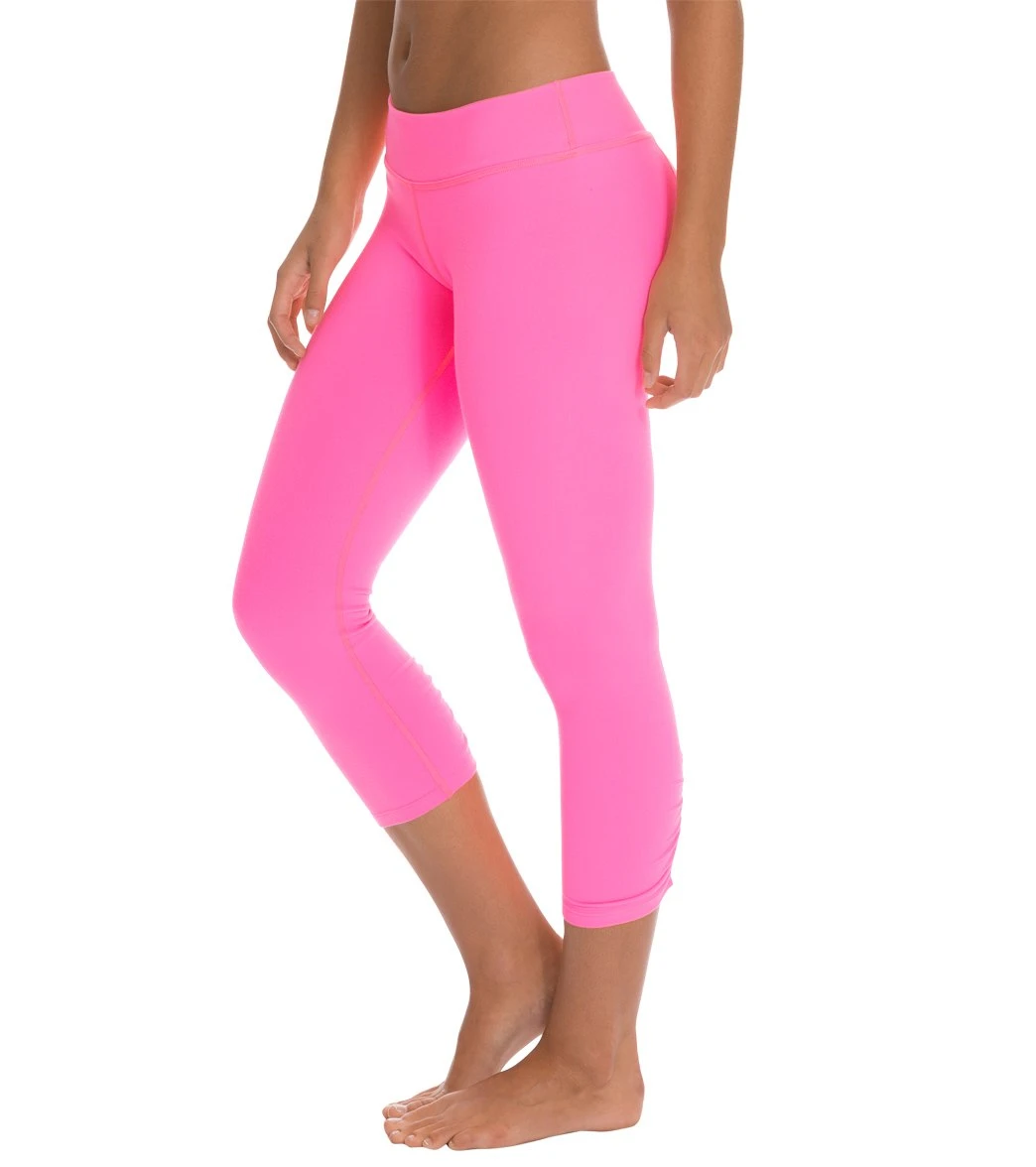 Beyond Yoga Back Gathered Yoga Capris Shocking Pink 3 Beyond Yoga Back Gathered Yoga Capris Shocking Pink
