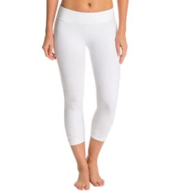 Beyond Yoga Back Gathered Yoga Capris White
