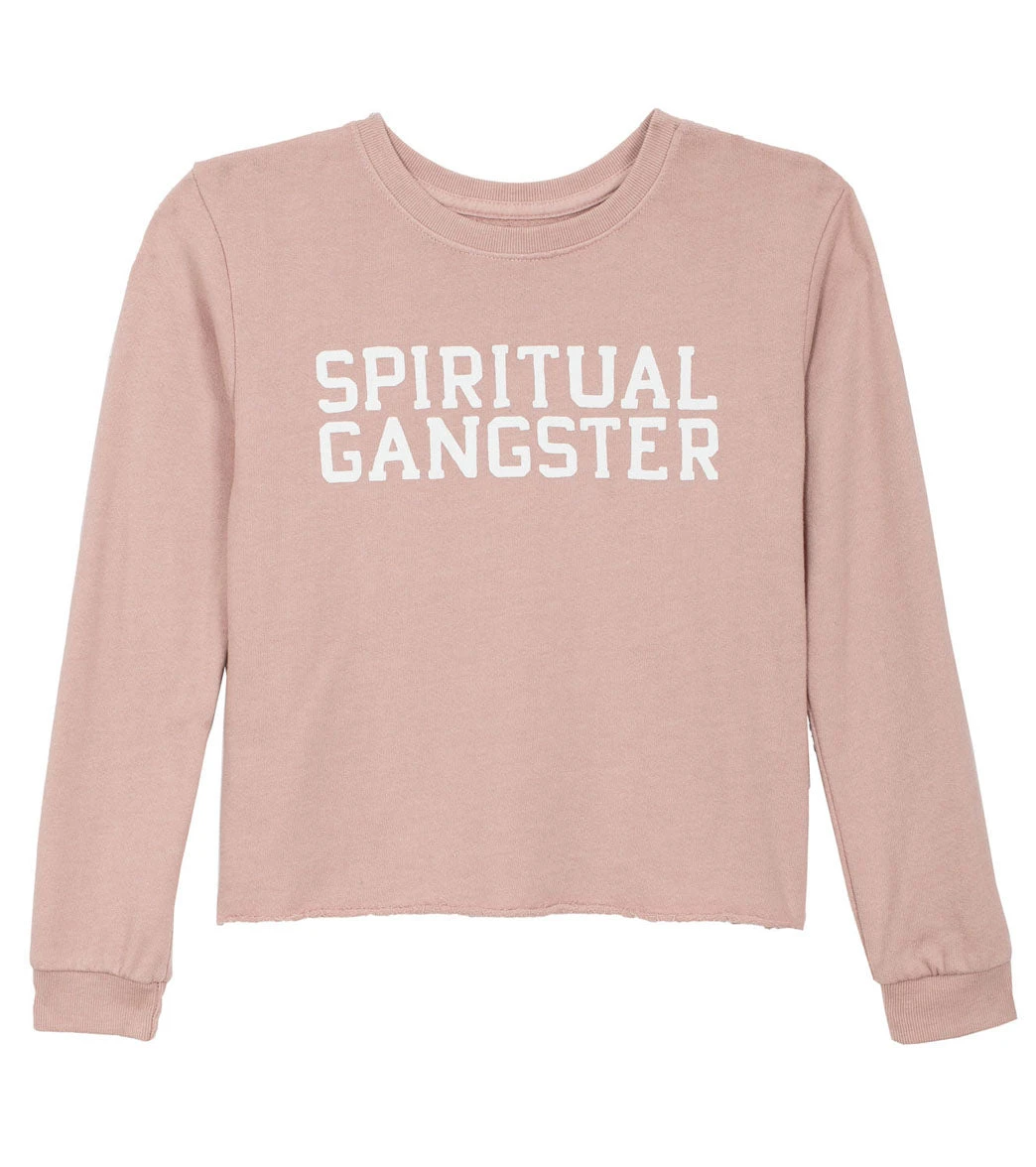 Spiritual Gangster Kids Girls SG Varsity Crop Yoga Sweatshirt 3 Spiritual Gangster Kids Girls SG Varsity Crop Yoga Sweatshirt