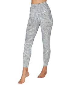 Beyond Yoga Out Of Line High Waisted Long Leggings White Heather Surf Stripe