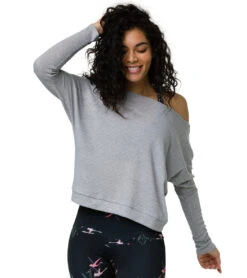 Onzie Off Shoulder Rib Longsleeve Top -Everyday Yoga 1741832978467 heathergray 1a