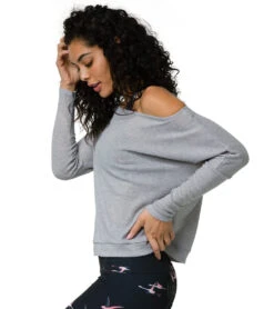 Onzie Off Shoulder Rib Longsleeve Top -Everyday Yoga 1741832978467 heathergray 2a