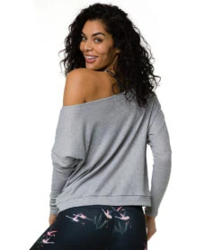 Onzie Off Shoulder Rib Longsleeve Top -Everyday Yoga 1741832978467 heathergray 3a