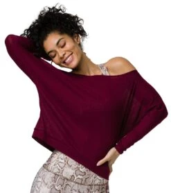 Onzie Off Shoulder Rib Longsleeve Top -Everyday Yoga 1741833109539 merlot