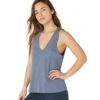 Beyond Yoga Boyfriend Jersey V-Neck Yoga Tank Blue Horizon Heather