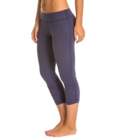 Beyond Yoga Essential Gathered Yoga Capris True Navy