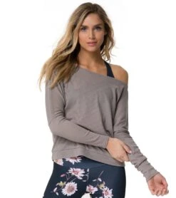 Onzie Off Shoulder Rib Longsleeve Top -Everyday Yoga 1768134541347 taupe