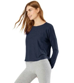 Beyond Yoga Featherweight Morning Light Cropped Pullover Nocturnal Navy