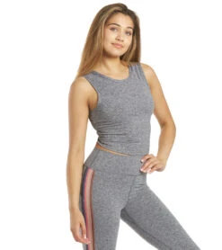 Spiritual Gangster Twisted Open Back Tank Heather Gray