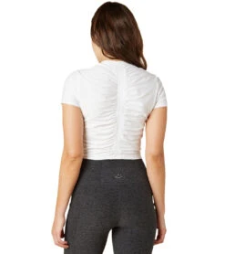 Beyond Yoga Featherweight Spacedye Ruched Down Cropped Tee -Everyday Yoga 4855714578475 cloudwhite 2a