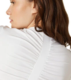 Beyond Yoga Featherweight Spacedye Ruched Down Cropped Tee -Everyday Yoga 4855714578475 cloudwhite 3a