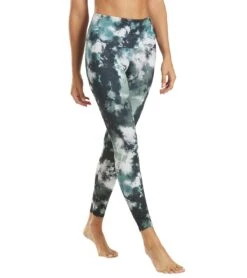 Onzie High Waisted Basic 7/8 Yoga Leggings Evergreen Tie Dye