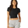 Beyond Yoga Featherweight Spacedye Ruched Down Cropped Tee 2 Beyond Yoga Featherweight Spacedye Ruched Down Cropped Tee -Everyday Yoga 6568905408555 darkestnight 1a