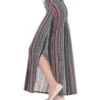 Yak & Yeti Long Skirt Stretchy Striped Tribal Print Maroon Multi