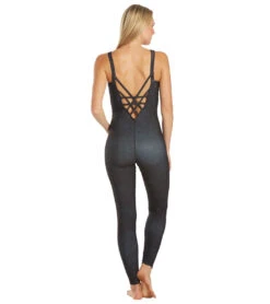 Everyday Yoga Radiant Tribe Strappy Back Long Leotard 28" Black Tribal -Everyday Yoga 6577632804907 blacktribal 3a