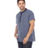 Yak & Yeti Men's Striped Button Up Shirt Navy -Everyday Yoga 6577633591339 navy 2a 1