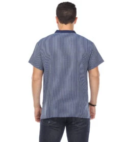 Yak & Yeti Men's Striped Button Up Shirt -Everyday Yoga 6577633591339 navy 3a