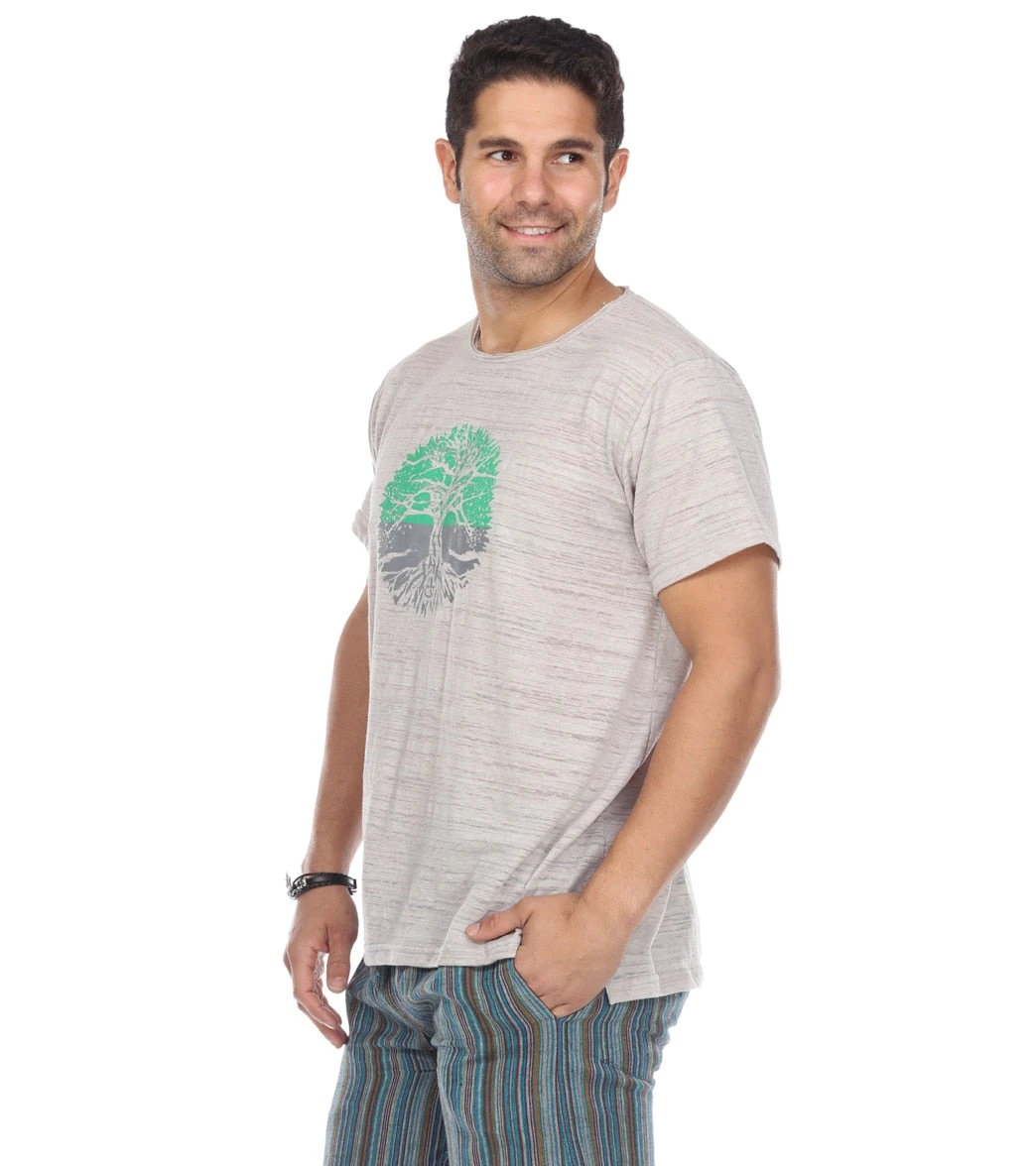 Yak & Yeti Men's T-Shirt Tree Of Life Print Natural 3 Yak & Yeti Men's T-Shirt Tree Of Life Print Natural