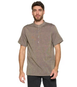 Yak & Yeti Men's Button Up Kurta -Everyday Yoga 6577634115627 gray 1a