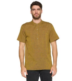 Yak & Yeti Men's Button Up Kurta -Everyday Yoga 6577634148395 mustard 1