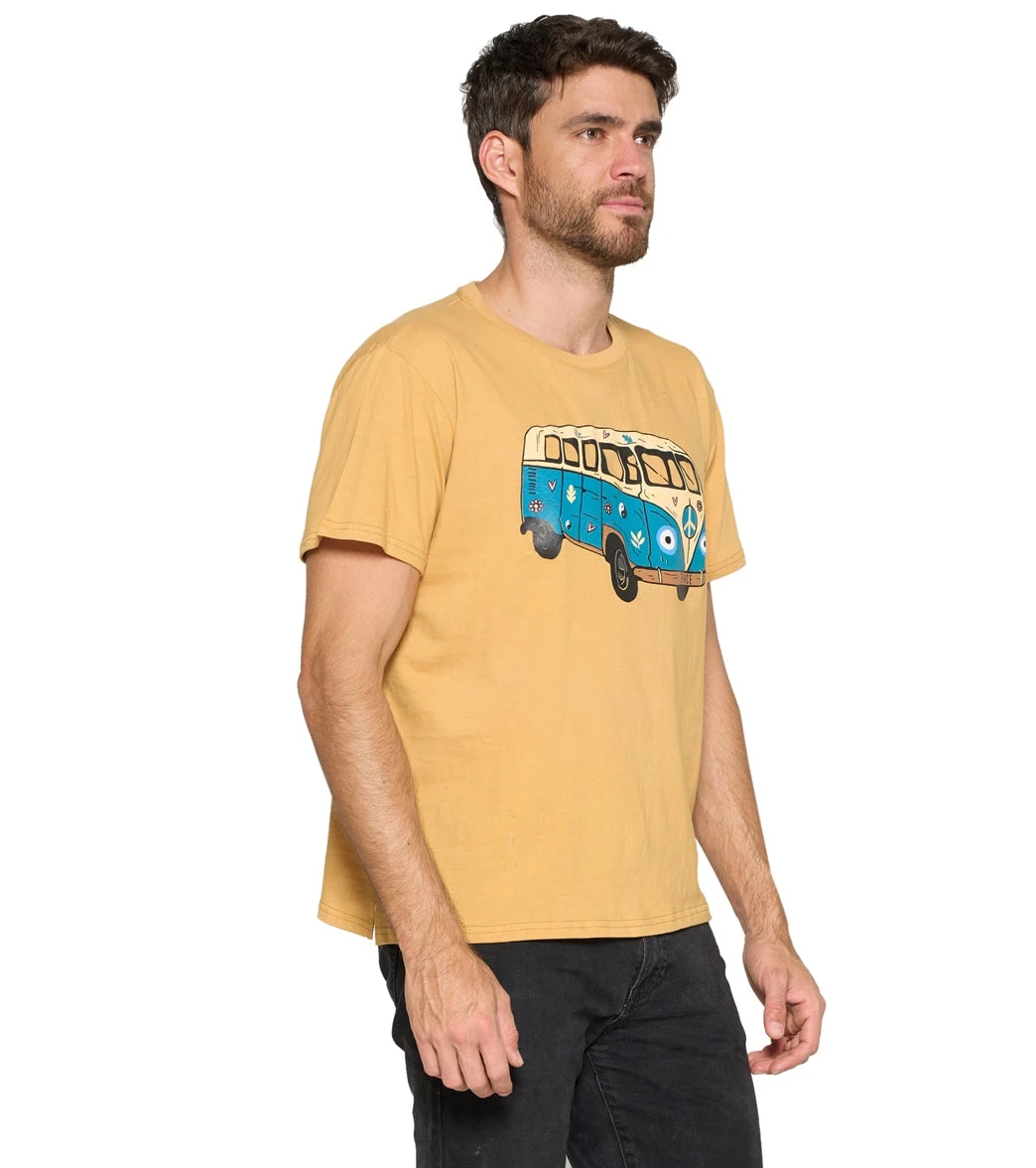 Yak & Yeti Vintage Hippie Van Life Men's T Shirt Mustard 3 Yak & Yeti Vintage Hippie Van Life Men's T Shirt Mustard