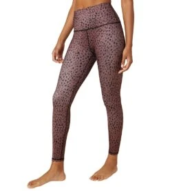 Beyond Yoga Lux High Waisted 7/8 Yoga Leggings Rosewood Brown Dappled Dots