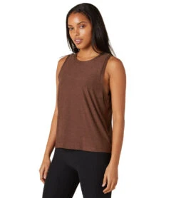 Beyond Yoga Featherweight Spacedye Balanced Muscle Yoga Tank Mahogany Brown Heather