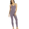 Everyday Yoga Radiant Solid Strappy Back Long Leotard 28" Purple Taupe -Everyday Yoga 6596609998891 purpletaupe 2a 1