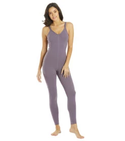 Everyday Yoga Radiant Solid Strappy Back Long Leotard 28" 36 Everyday Yoga Radiant Solid Strappy Back Long Leotard 28" -Everyday Yoga 6596609998891 purpletaupe 2a
