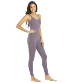 Everyday Yoga Radiant Solid Strappy Back Long Leotard 28" 37 Everyday Yoga Radiant Solid Strappy Back Long Leotard 28" -Everyday Yoga 6596609998891 purpletaupe 3a