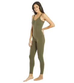 Everyday Yoga Radiant Solid Strappy Back Long Leotard 28" Dark Olive -Everyday Yoga 6596610621483 darkolive 5a