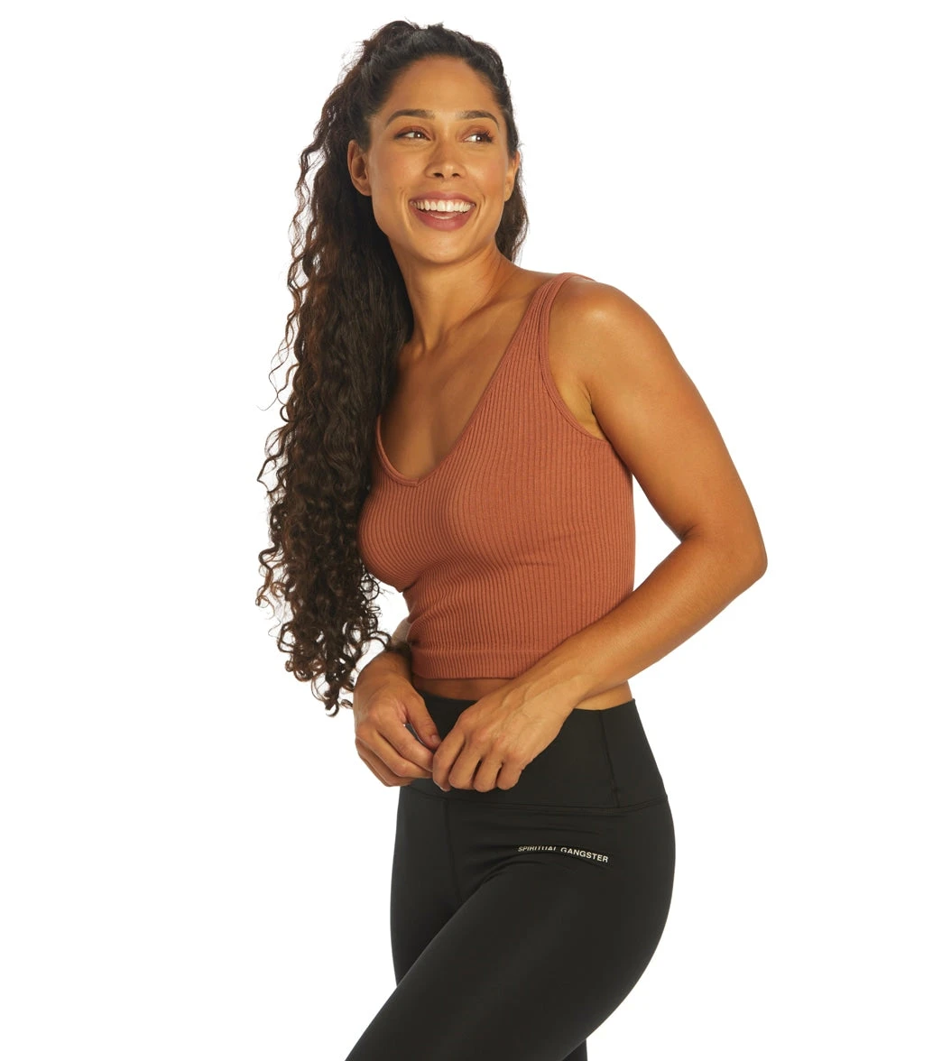 Free People Solid Rib Brami Yoga Crop Top Coconut Shell 4 Free People Solid Rib Brami Yoga Crop Top Coconut Shell - Image 2